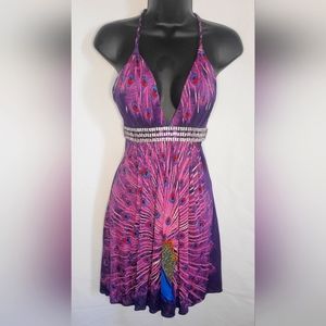Crystal Belt Peacock & hearts crossback Dress